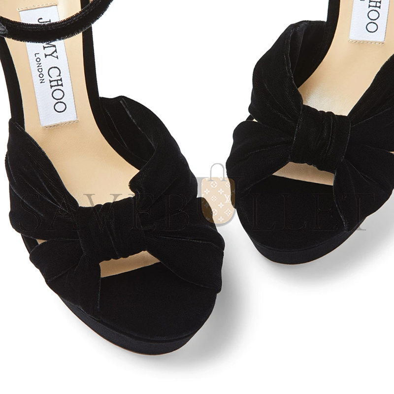 JIMMY CHOO HELOISE 120 BLACK VELVET PLATFORM SANDALS HELOISE120VEL JIMMY CHOO HELOISE 120 BLACK VELVET PLATFORM SANDALS HELOISE120VEL